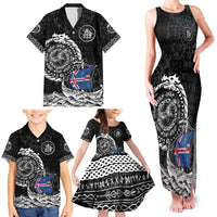 Personalized Viking Iceland Family Matching Tank Maxi Dress and Hawaiian Shirt Icelander Viking Ship