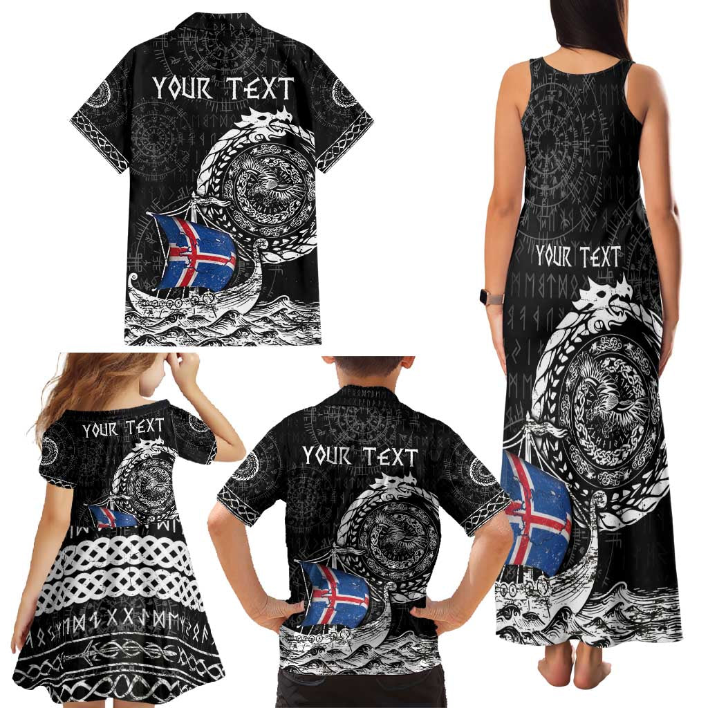 Personalized Viking Iceland Family Matching Tank Maxi Dress and Hawaiian Shirt Icelander Viking Ship