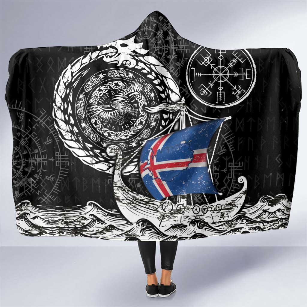 Viking Iceland Hooded Blanket Icelander Viking Ship