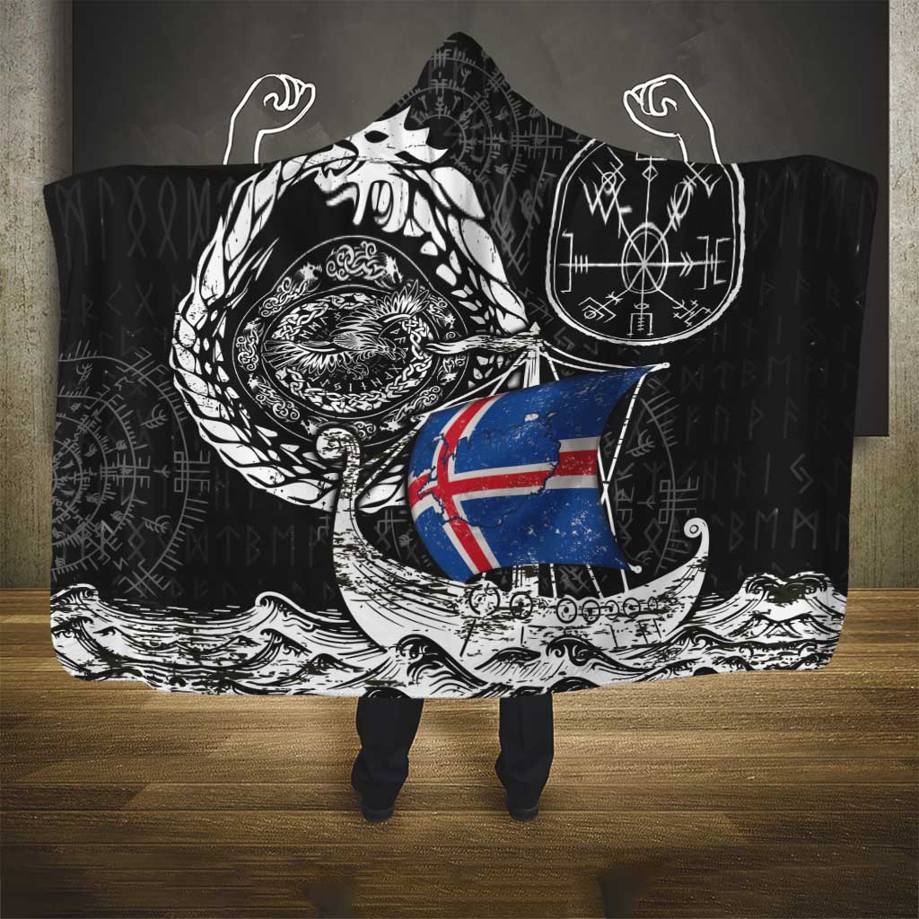 Viking Iceland Hooded Blanket Icelander Viking Ship