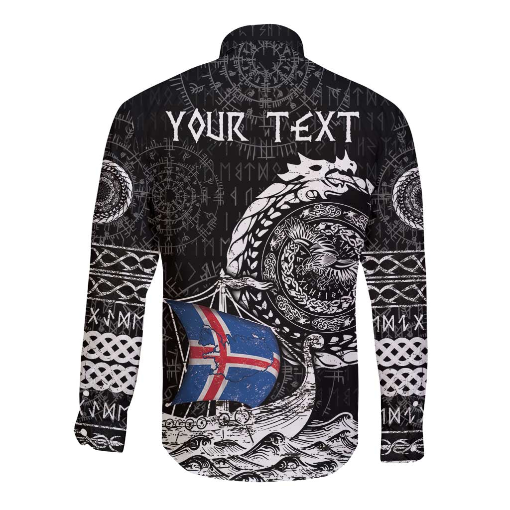 Personalized Viking Iceland Long Sleeve Button Shirt Icelander Viking Ship