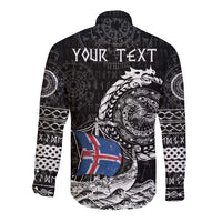 Personalized Viking Iceland Long Sleeve Button Shirt Icelander Viking Ship