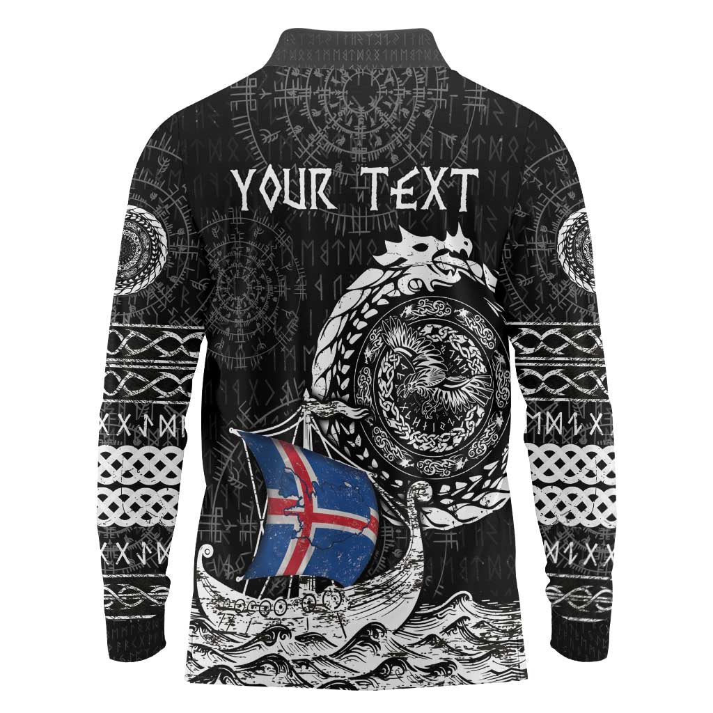 Personalized Viking Iceland Long Sleeve Polo Shirt Icelander Viking Ship