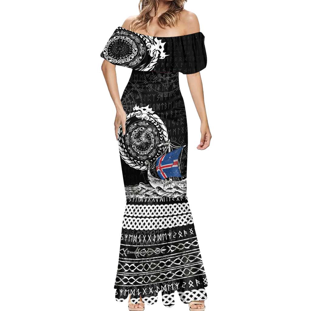 Personalized Viking Iceland Mermaid Dress Icelander Viking Ship