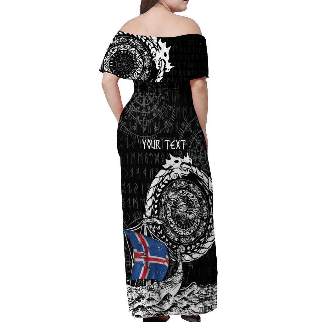 Personalized Viking Iceland Off Shoulder Maxi Dress Icelander Viking Ship