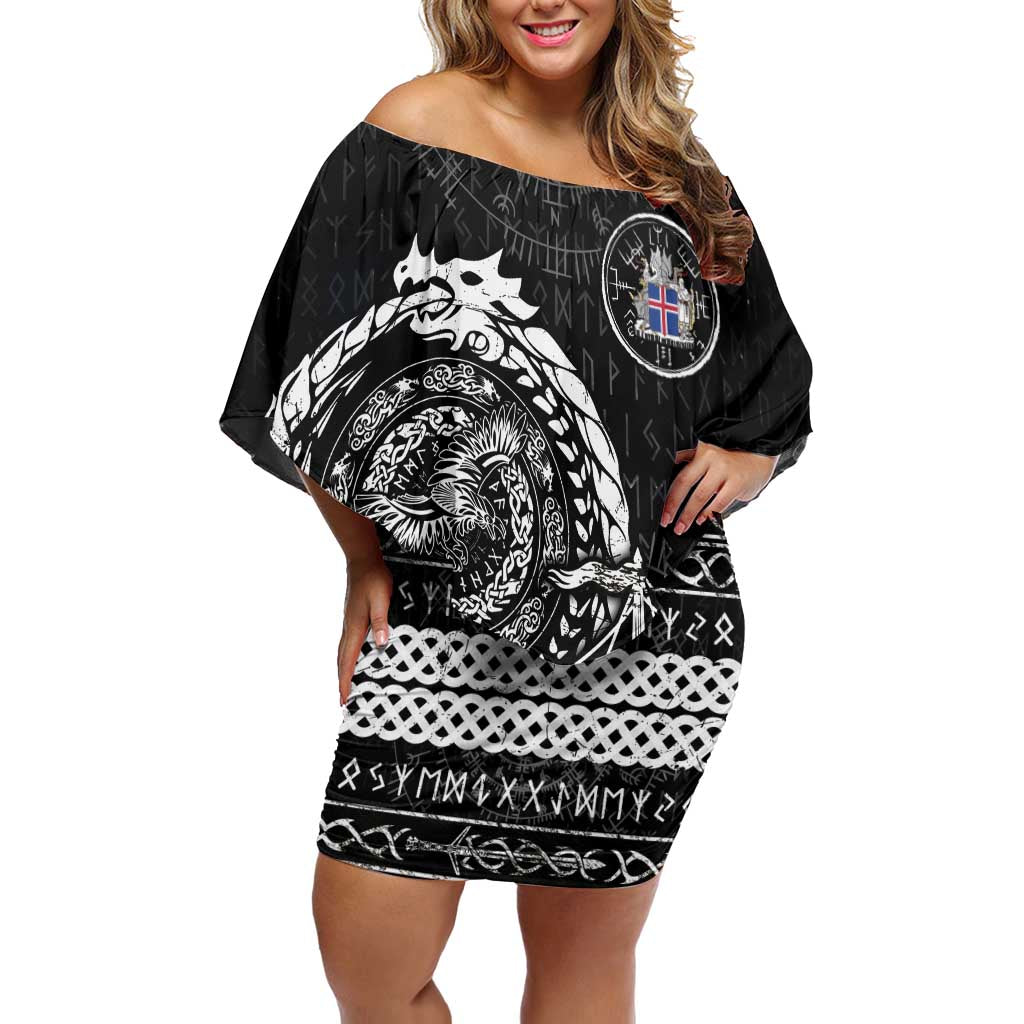 Personalized Viking Iceland Off Shoulder Short Dress Icelander Viking Ship
