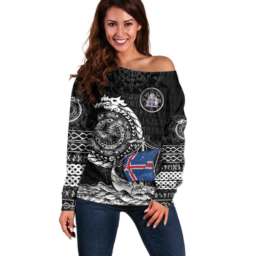 Personalized Viking Iceland Off Shoulder Sweater Icelander Viking Ship