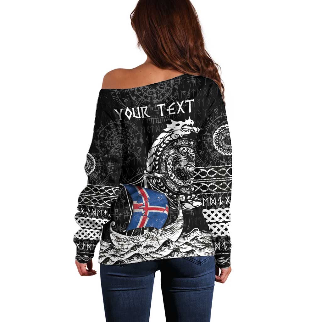Personalized Viking Iceland Off Shoulder Sweater Icelander Viking Ship