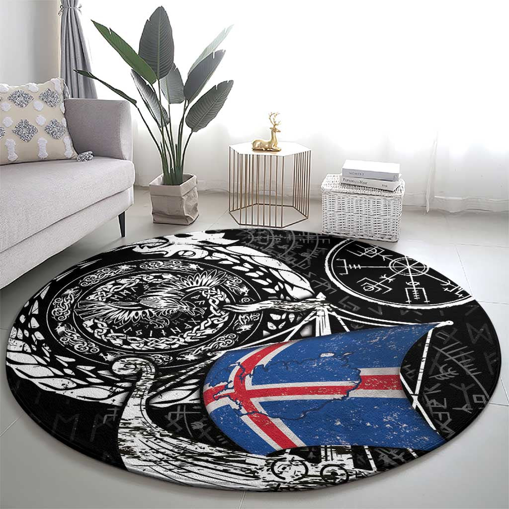 Viking Iceland Round Carpet Icelander Viking Ship