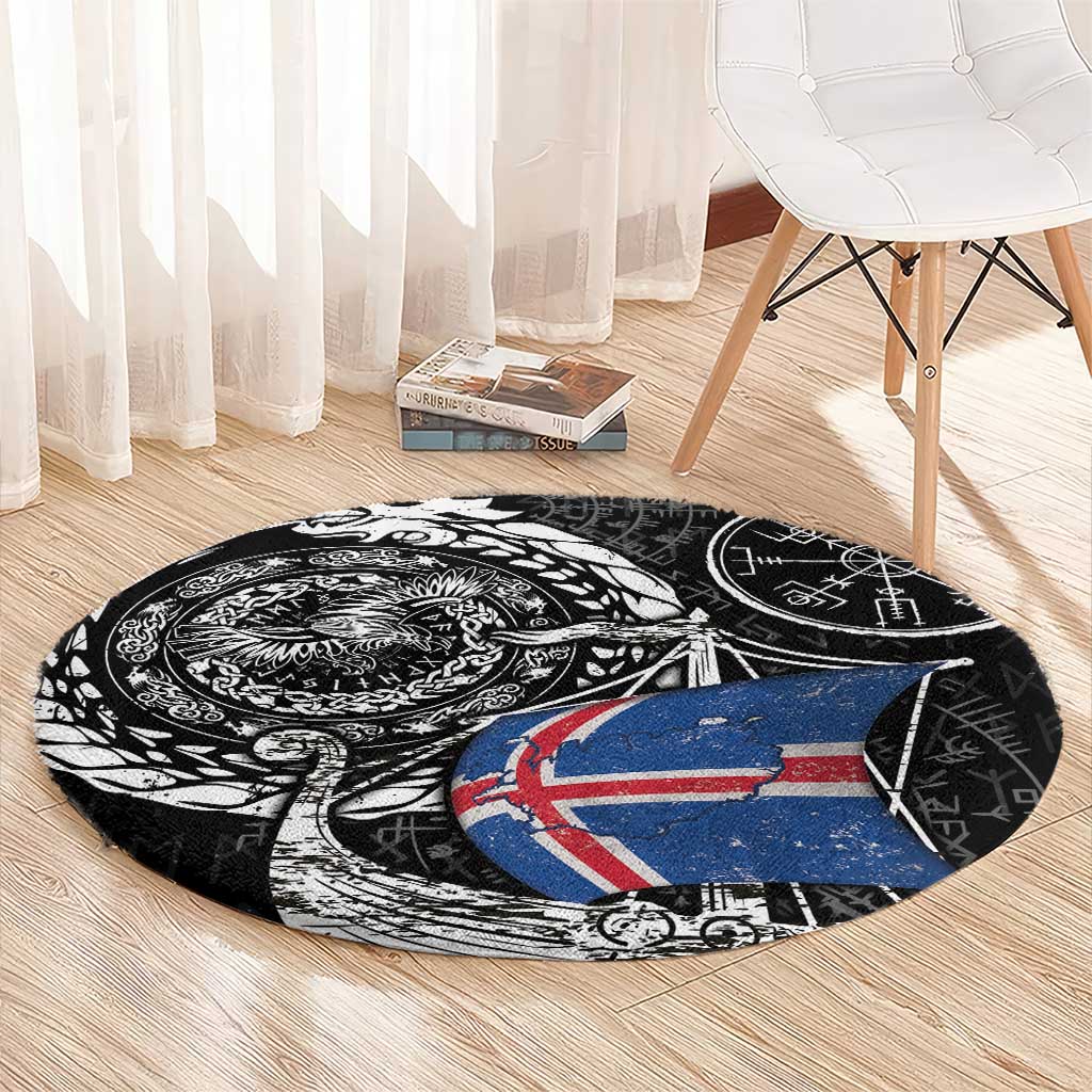 Viking Iceland Round Carpet Icelander Viking Ship
