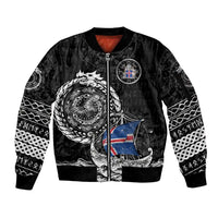 Personalized Viking Iceland Sleeve Zip Bomber Jacket Icelander Viking Ship