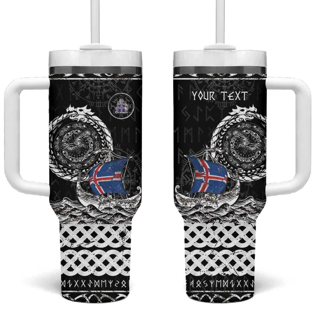 Personalized Viking Iceland Tumbler With Handle Icelander Viking Ship