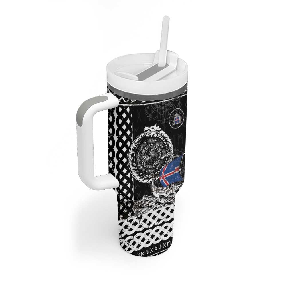 Personalized Viking Iceland Tumbler With Handle Icelander Viking Ship