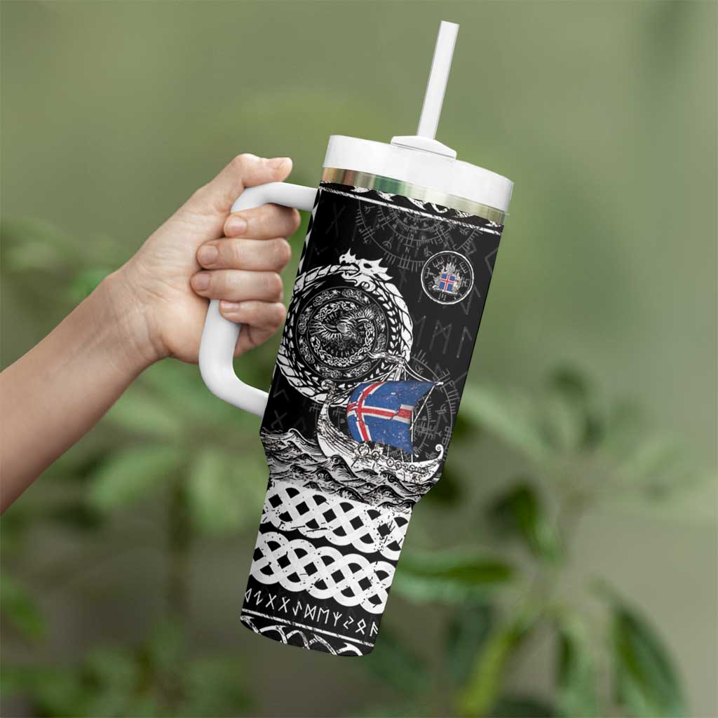 Personalized Viking Iceland Tumbler With Handle Icelander Viking Ship