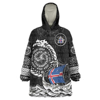 Personalized Viking Iceland Wearable Blanket Hoodie Icelander Viking Ship