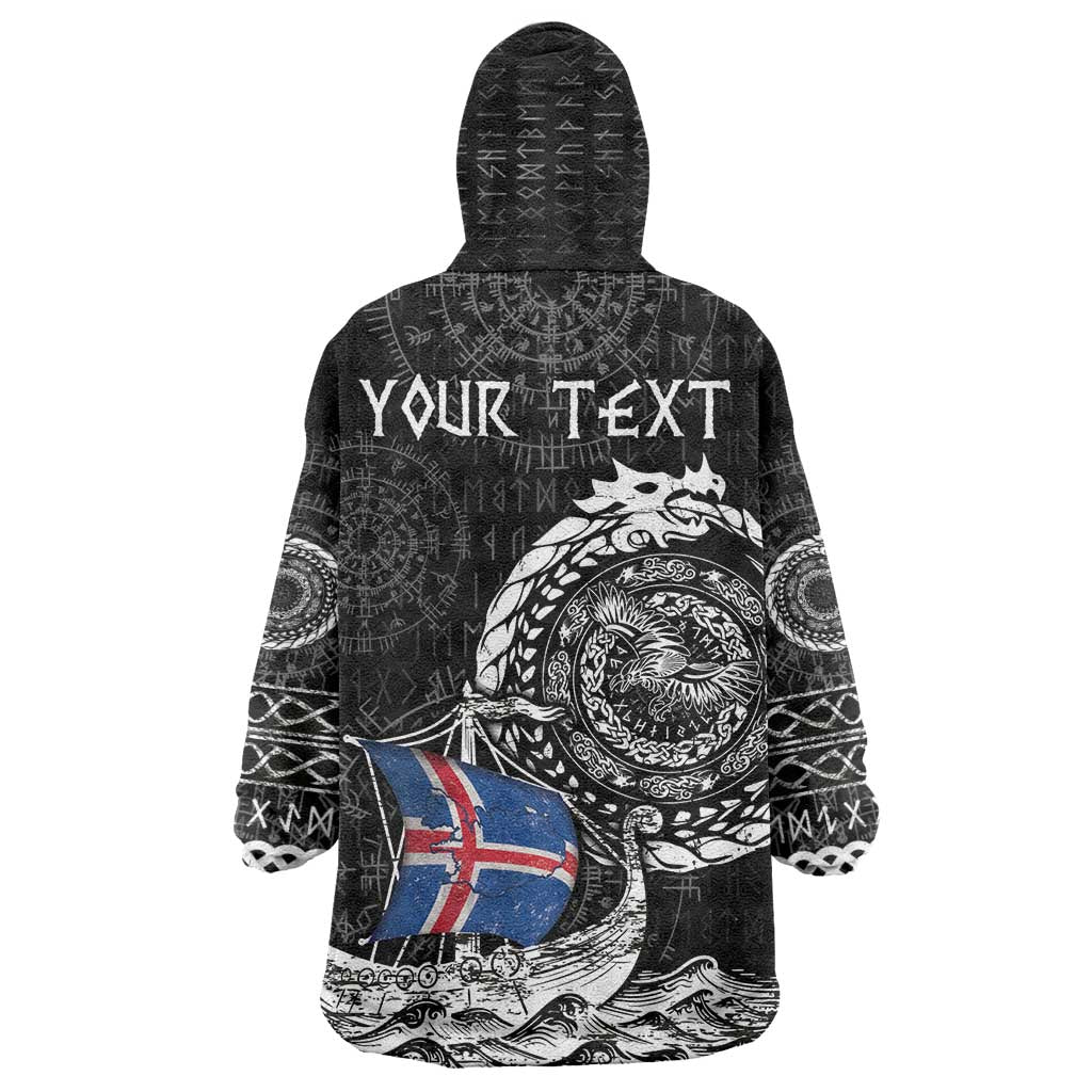 Personalized Viking Iceland Wearable Blanket Hoodie Icelander Viking Ship