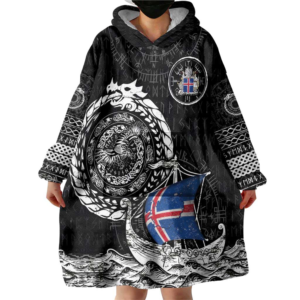 Personalized Viking Iceland Wearable Blanket Hoodie Icelander Viking Ship