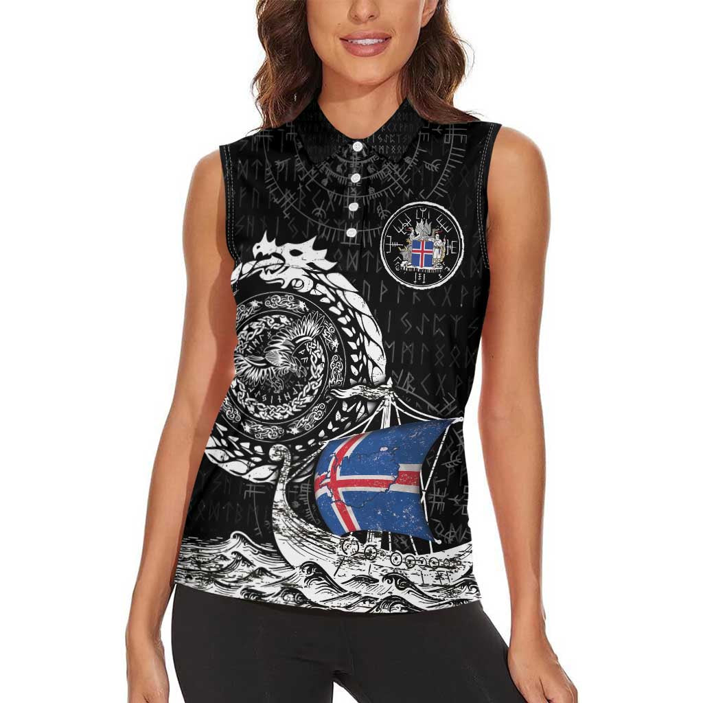 Personalized Viking Iceland Women Sleeveless Polo Shirt Icelander Viking Ship
