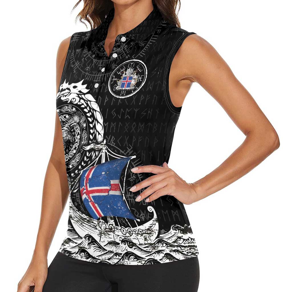 Personalized Viking Iceland Women Sleeveless Polo Shirt Icelander Viking Ship