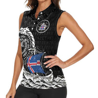 Personalized Viking Iceland Women Sleeveless Polo Shirt Icelander Viking Ship