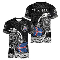 Personalized Viking Iceland Women V-Neck T-Shirt Icelander Viking Ship