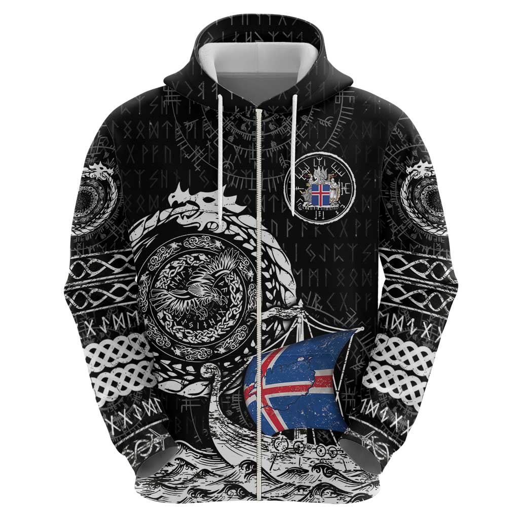 Personalized Viking Iceland Zip Hoodie Icelander Viking Ship