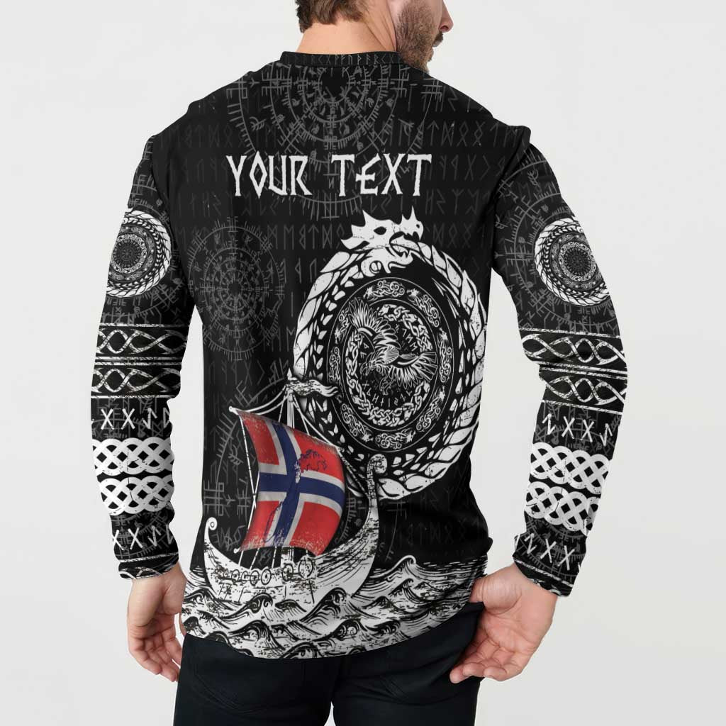 Personalized Viking Norway Button Sweatshirt Norwegian Viking Ship