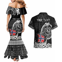 Personalized Viking Norway Couples Matching Mermaid Dress and Hawaiian Shirt Norwegian Viking Ship