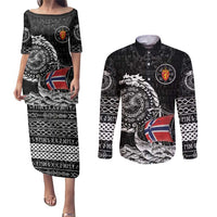 Personalized Viking Norway Couples Matching Puletasi and Long Sleeve Button Shirt Norwegian Viking Ship