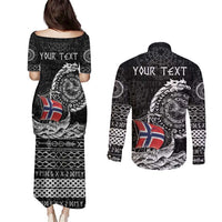 Personalized Viking Norway Couples Matching Puletasi and Long Sleeve Button Shirt Norwegian Viking Ship