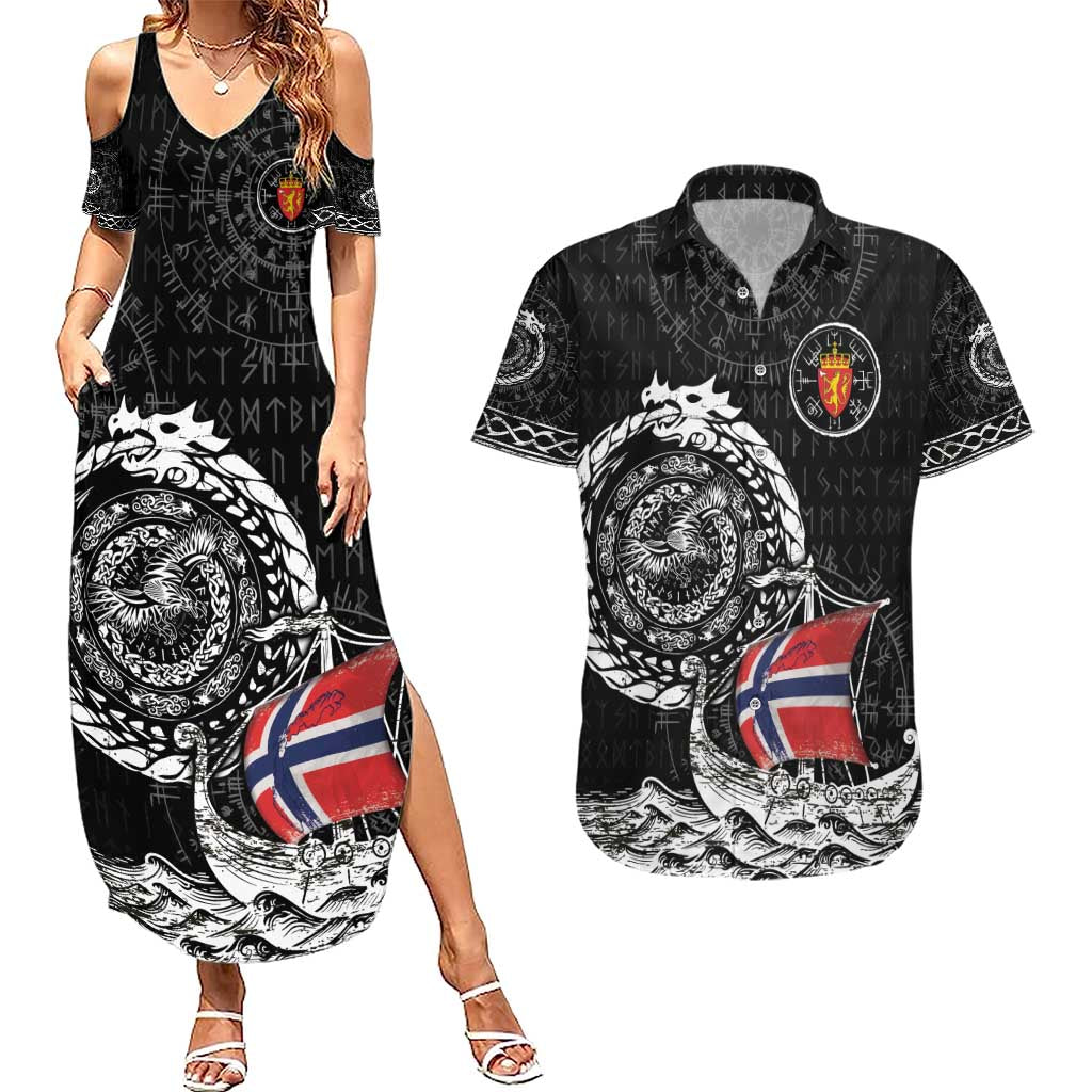 Personalized Viking Norway Couples Matching Summer Maxi Dress and Hawaiian Shirt Norwegian Viking Ship