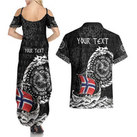 Personalized Viking Norway Couples Matching Summer Maxi Dress and Hawaiian Shirt Norwegian Viking Ship