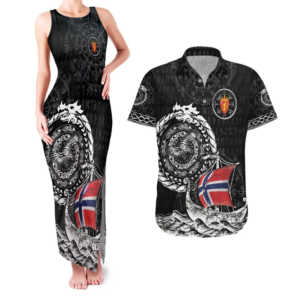 Personalized Viking Norway Couples Matching Tank Maxi Dress and Hawaiian Shirt Norwegian Viking Ship