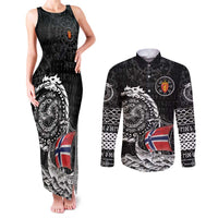 Personalized Viking Norway Couples Matching Tank Maxi Dress and Long Sleeve Button Shirt Norwegian Viking Ship