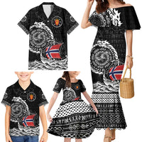 Personalized Viking Norway Family Matching Mermaid Dress and Hawaiian Shirt Norwegian Viking Ship