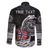 Personalized Viking Norway Family Matching Off The Shoulder Long Sleeve Dress and Hawaiian Shirt Norwegian Viking Ship