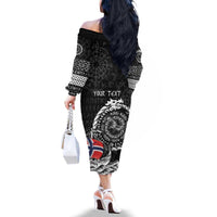 Personalized Viking Norway Family Matching Off The Shoulder Long Sleeve Dress and Hawaiian Shirt Norwegian Viking Ship