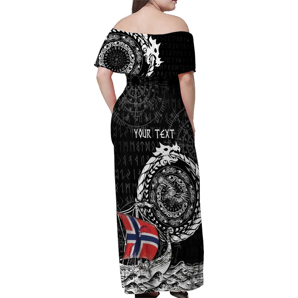 Personalized Viking Norway Family Matching Off Shoulder Maxi Dress and Hawaiian Shirt Norwegian Viking Ship
