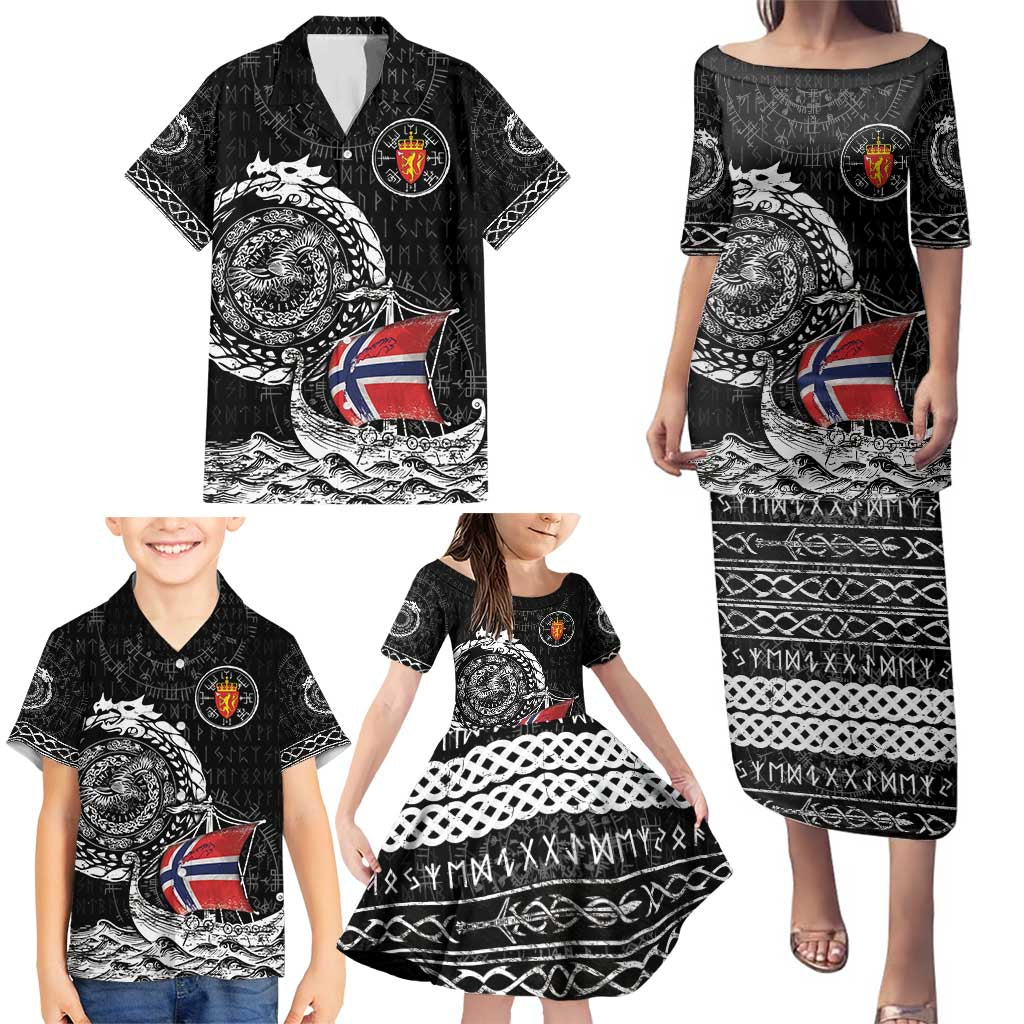 Personalized Viking Norway Family Matching Puletasi and Hawaiian Shirt Norwegian Viking Ship