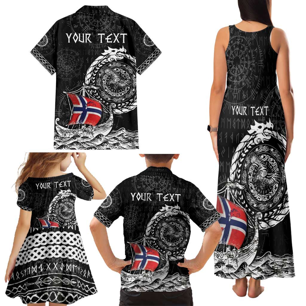 Personalized Viking Norway Family Matching Tank Maxi Dress and Hawaiian Shirt Norwegian Viking Ship