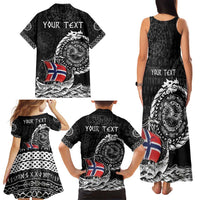 Personalized Viking Norway Family Matching Tank Maxi Dress and Hawaiian Shirt Norwegian Viking Ship