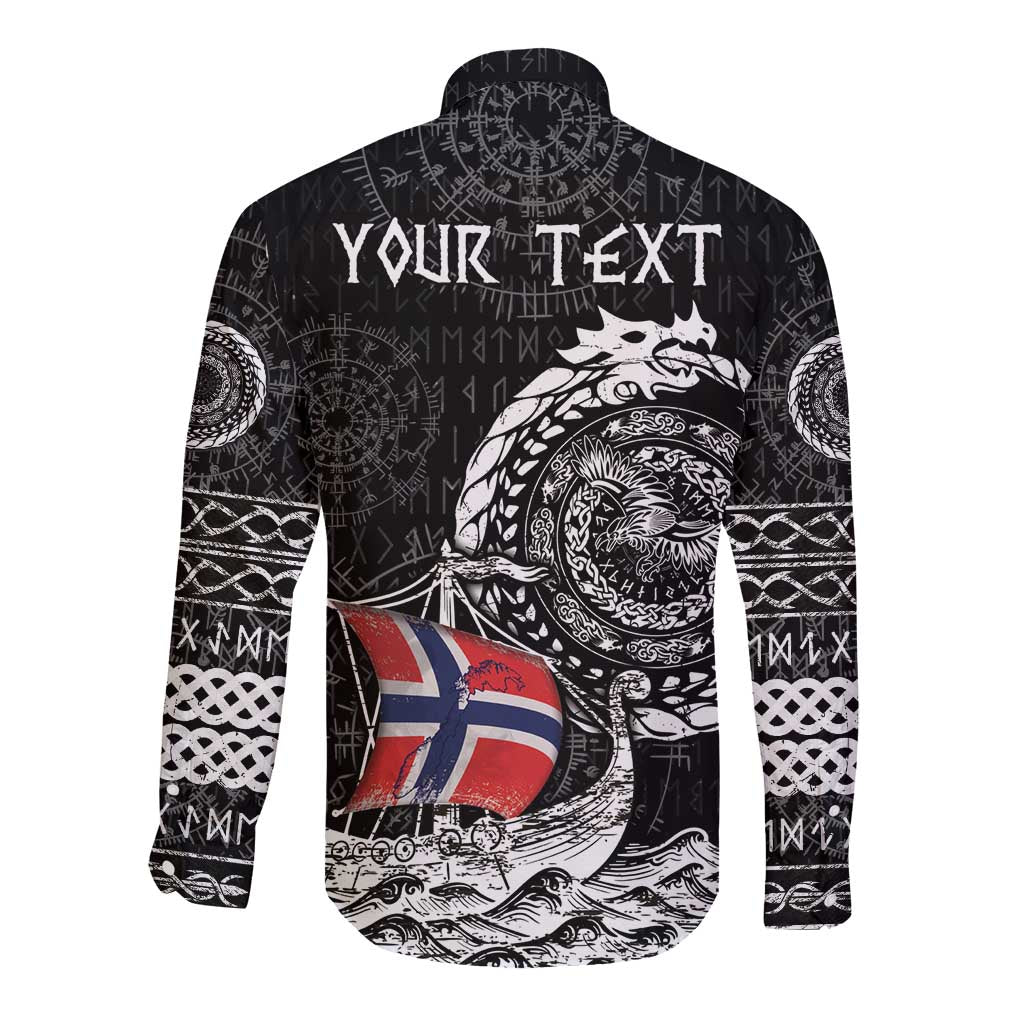 Personalized Viking Norway Long Sleeve Button Shirt Norwegian Viking Ship