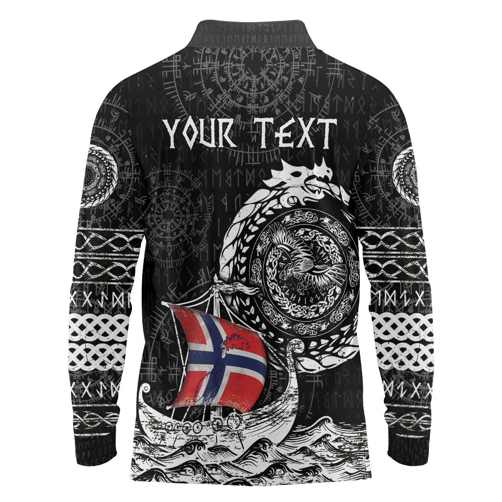 Personalized Viking Norway Long Sleeve Polo Shirt Norwegian Viking Ship