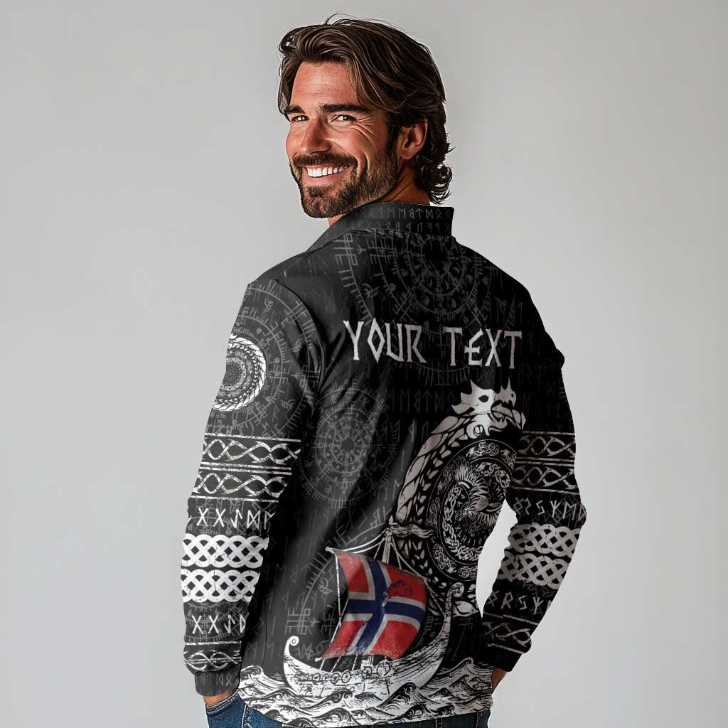 Personalized Viking Norway Long Sleeve Polo Shirt Norwegian Viking Ship