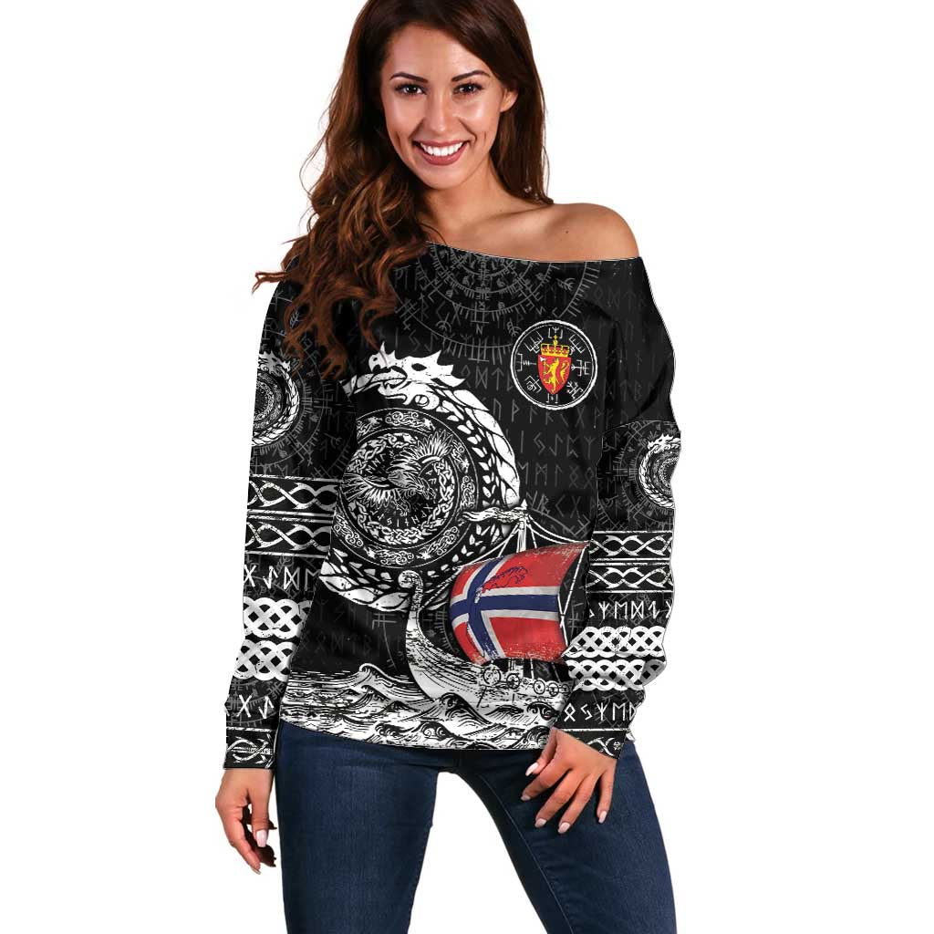 Personalized Viking Norway Off Shoulder Sweater Norwegian Viking Ship