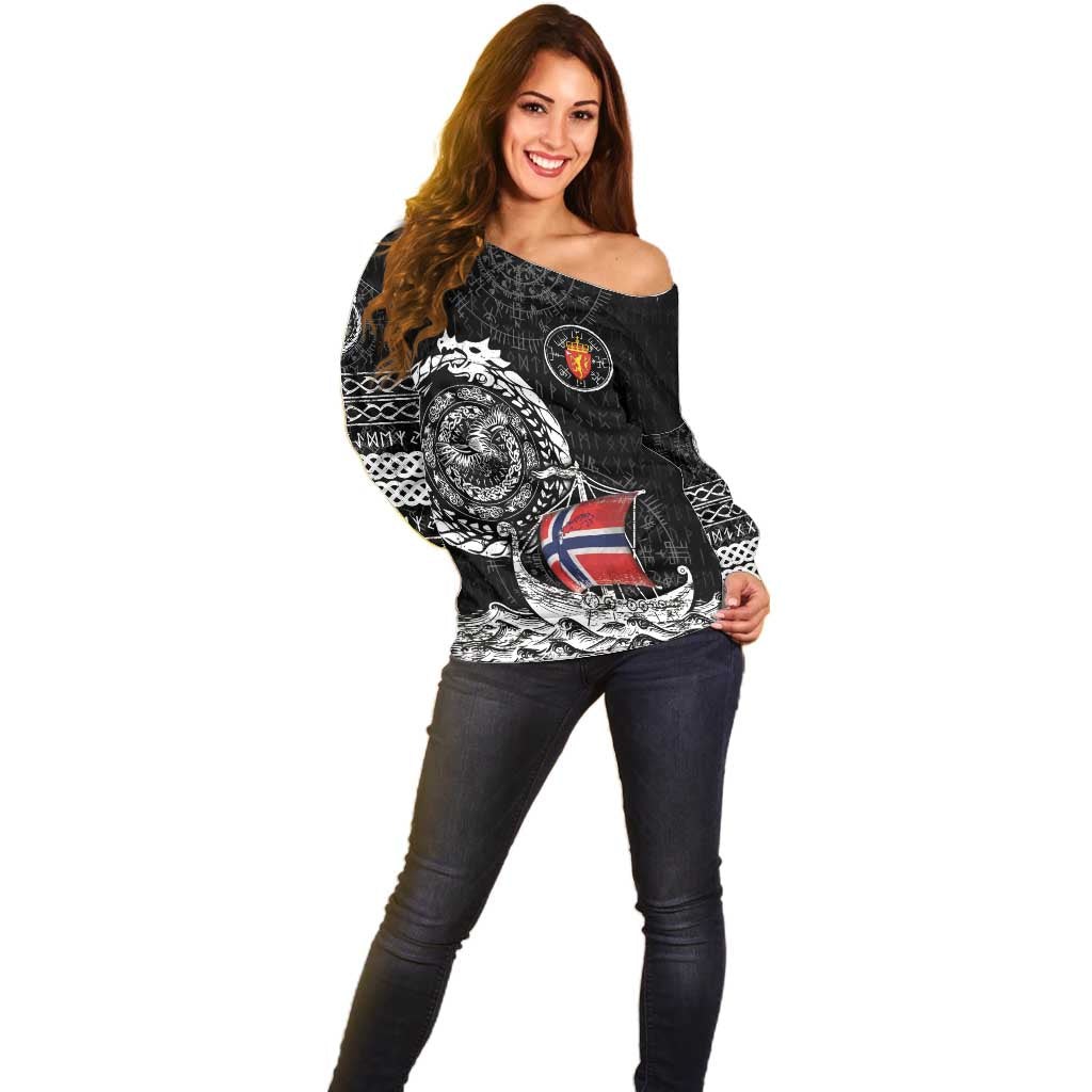 Personalized Viking Norway Off Shoulder Sweater Norwegian Viking Ship