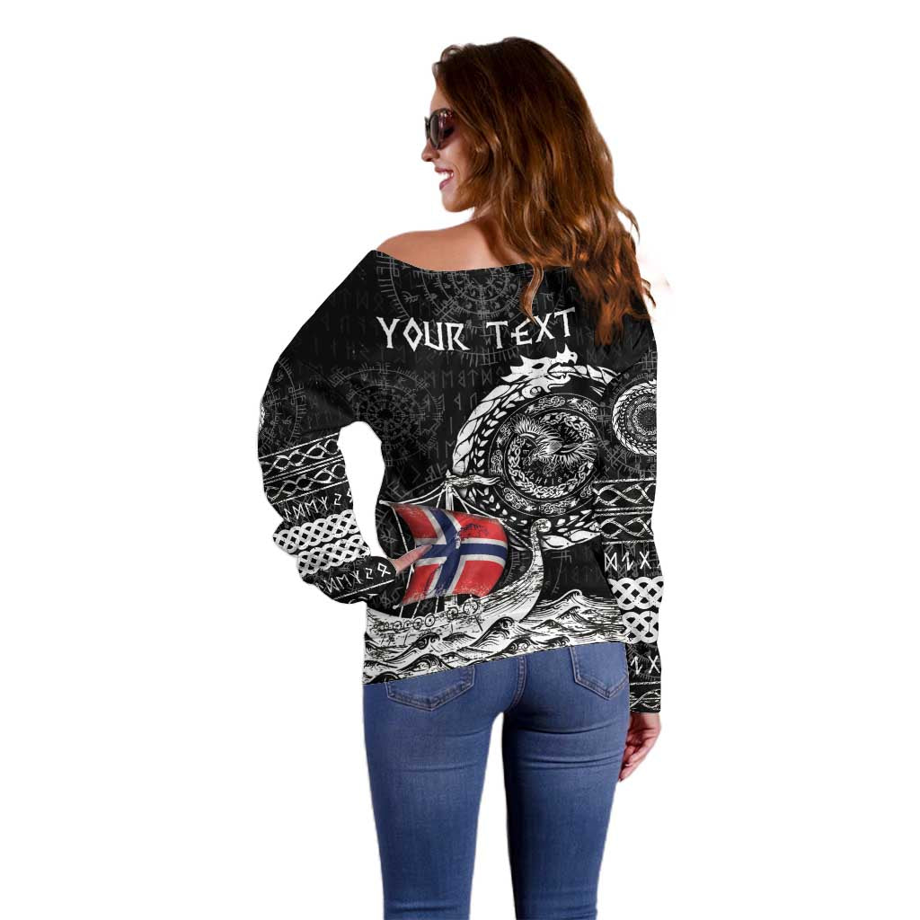 Personalized Viking Norway Off Shoulder Sweater Norwegian Viking Ship