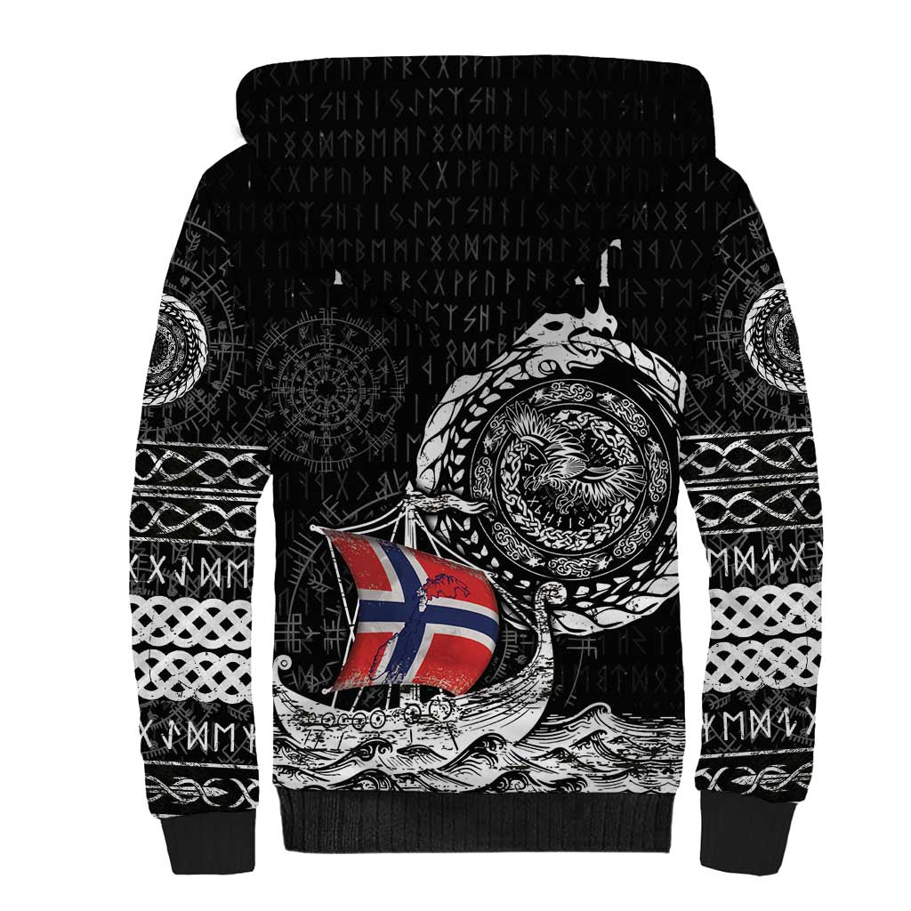 Personalized Viking Norway Sherpa Hoodie Norwegian Viking Ship
