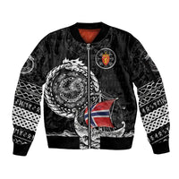 Personalized Viking Norway Sleeve Zip Bomber Jacket Norwegian Viking Ship