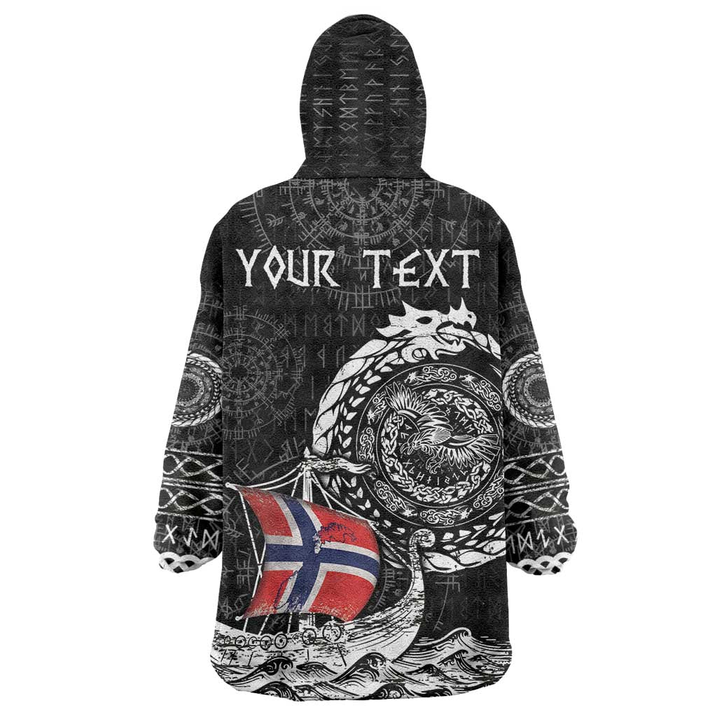 Personalized Viking Norway Wearable Blanket Hoodie Norwegian Viking Ship